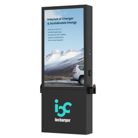 2x22kW Floor-mounted OCPP 1.6J OCPP 2.0.1 Compliant EV Charging Station with 55” Advertising Screen