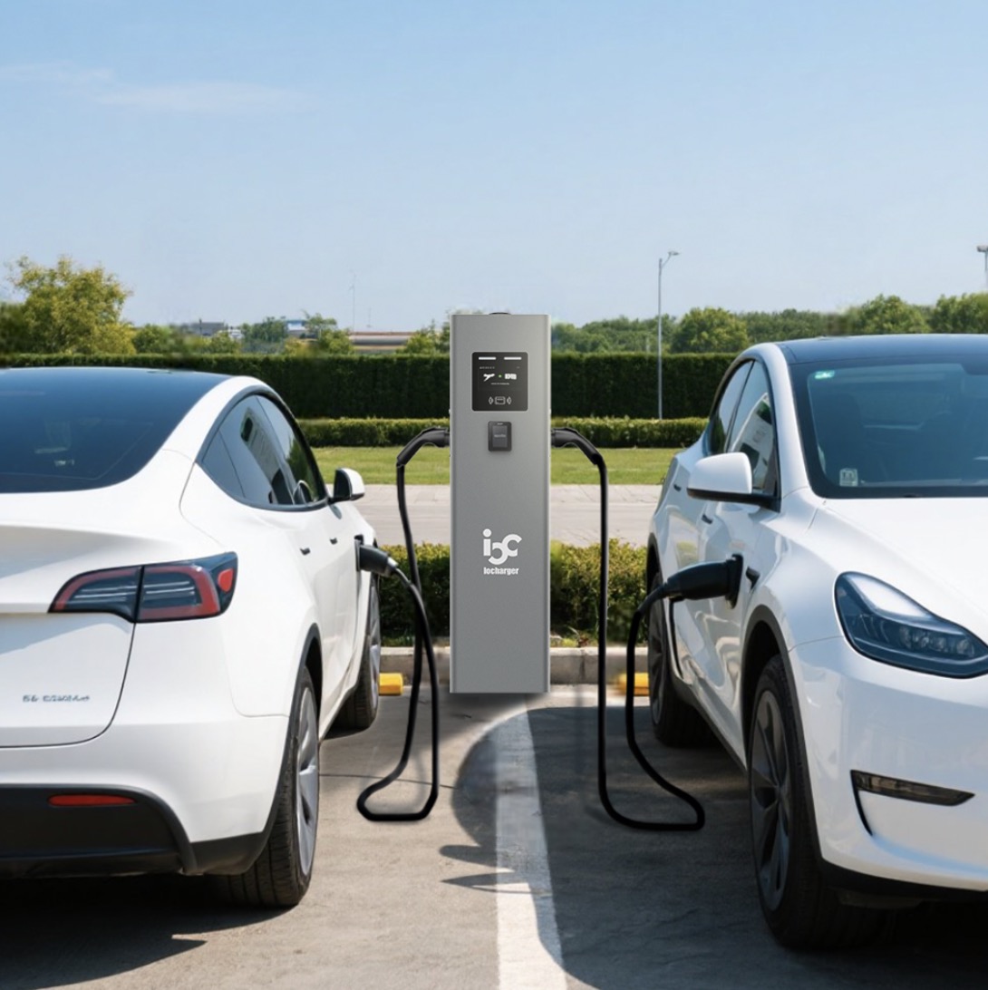 dual ports ev charger post